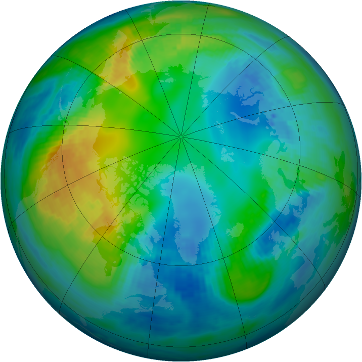 Arctic ozone map for 08 November 1985